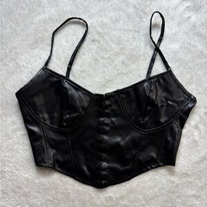 Black Faux Leather Corset Top